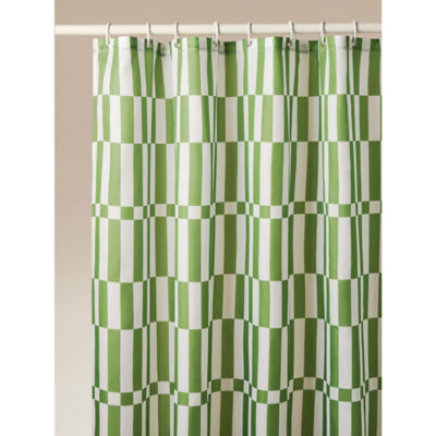 Green Split Checkerboard Shower Curtain