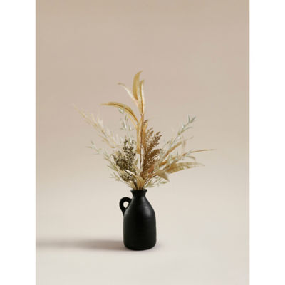 Artificial Mixed Floral In Black Ceramic Pot