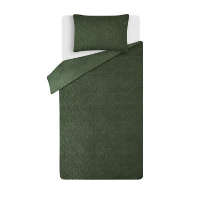 Green Leaf Quilted Duvet Set Single thumbnail 2
