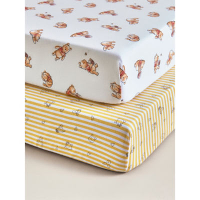 Winnie the Pooh Jersey Cotton Cot Bed Sheets - Set of 2
