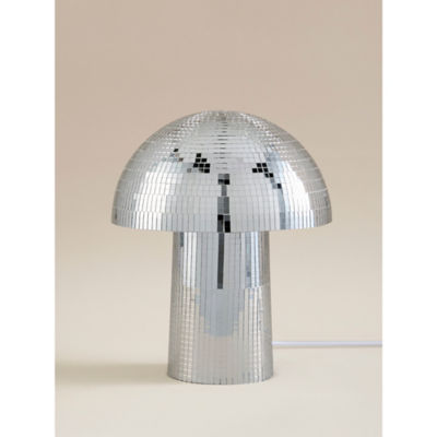 Silver-Tone Disco Mushroom Table Lamp