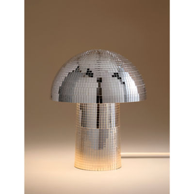 Silver-Tone Disco Mushroom Table Lamp thumbnail 3