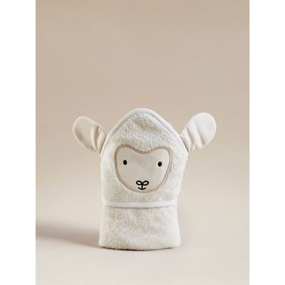 Cream Farm Life Sheep Cotton Hooded Towel