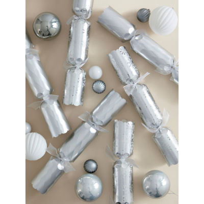 Premium Silver-Tone Christmas Crackers - Set of 6