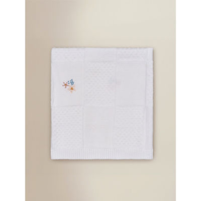 Cream Knitted Floral Blanket 100% Cotton - 70cm x 100cm thumbnail 2