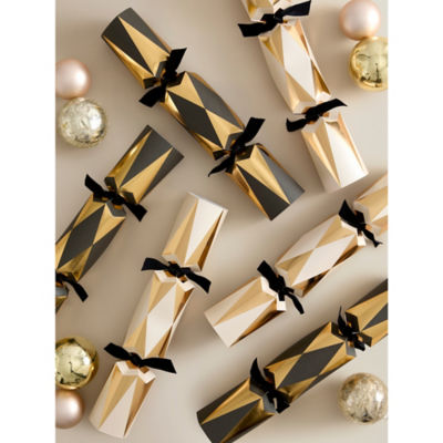 Gold-Tone Embossed Deluxe Christmas Cracker - Set of 6