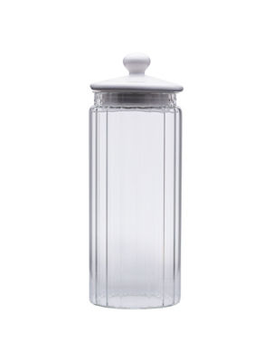 Ribbed Ceramic Lid Canister