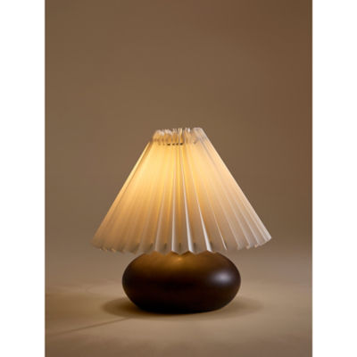 Natural Wood Table Lamp With Pleated Shade thumbnail 3