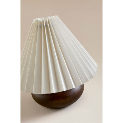 Natural Wood Table Lamp With Pleated Shade thumbnail 4