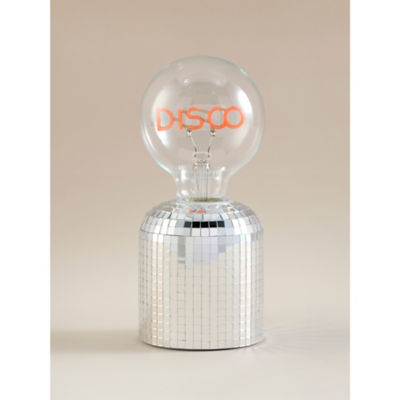 George Home Silver-Tone Metal Bulb Disco Table Lamp