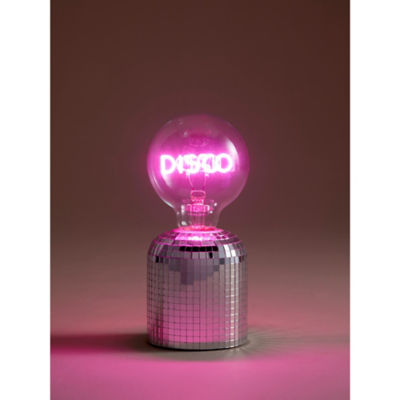 Silver-Tone Metal Bulb Disco Table Lamp thumbnail 3