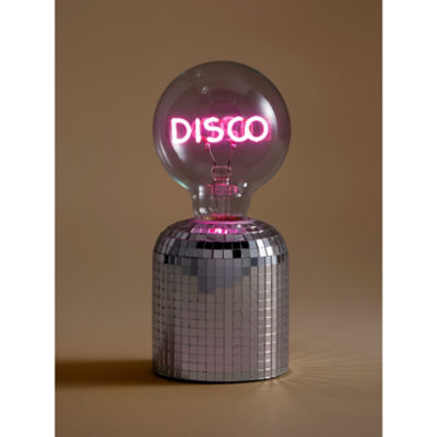 Silver-Tone Metal Bulb Disco Table Lamp thumbnail 4