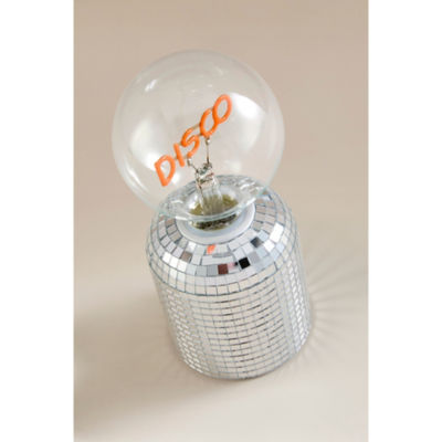 Silver-Tone Metal Bulb Disco Table Lamp thumbnail 5
