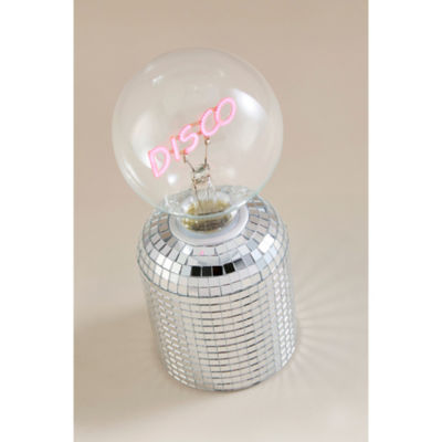 Silver-Tone Metal Bulb Disco Table Lamp thumbnail 6