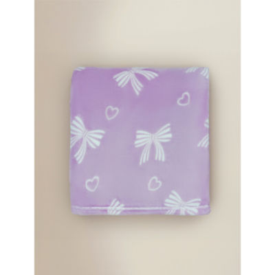 Lilac Bows Fleece Blanket - 120cm x 150cm