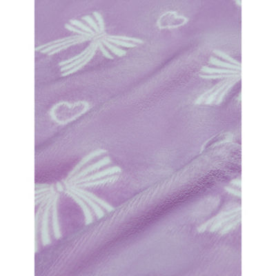 Lilac Bows Fleece Blanket - 120cm x 150cm thumbnail 3