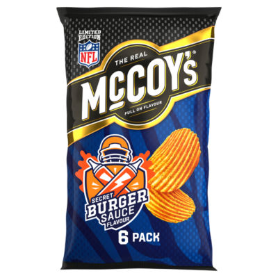 McCoy's Limited Edition Secret Burger Sauce Flavour Ridge Cut Potato Crisps 6 x 25g