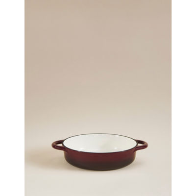 Burgundy Cast Iron Shallow Casserole Dish