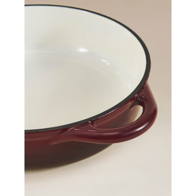 Burgundy Cast Iron Shallow Casserole Dish thumbnail 4