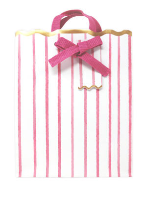 Pink Stripes and Bow Premium Medium Gift Bag