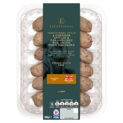 6 Traditional Style Cheddar Cheese & Caramelised Red Onion Pork Sausages 450g thumbnail 2