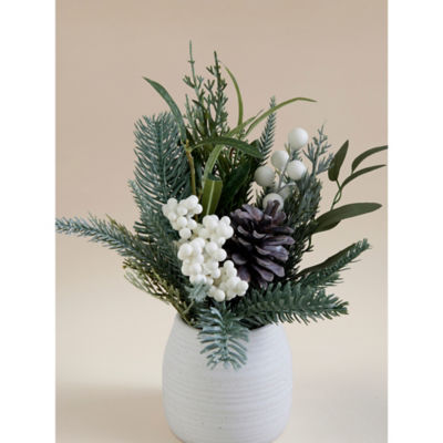 Winter White Berry Foliage in White Ceramic Pot thumbnail 3