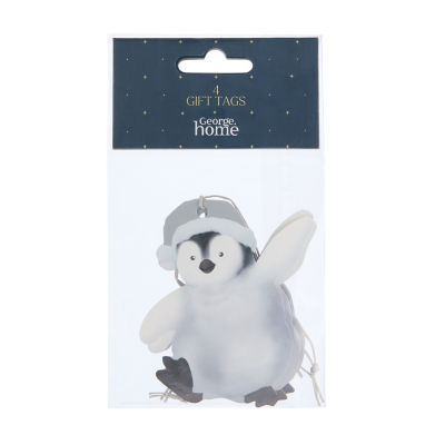 George Home Penguin Present Tags 4pk