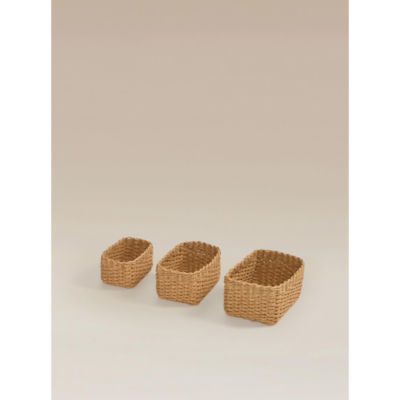 Natural Brown Woven Baskets - Set of 3
