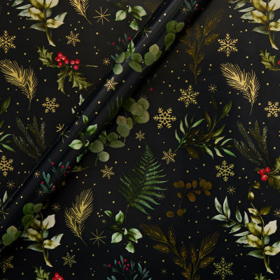 3.5M Gold Holly Christmas Rollwrap