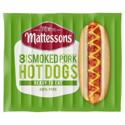 8 Smoked Pork Hot Dogs 280g