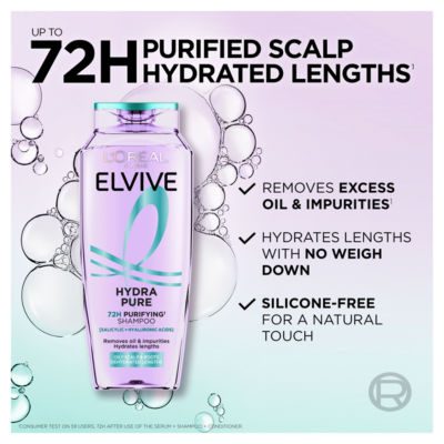 L’Oréal Paris Elvive Hydra Pure 72H Purifying Shampoo, for Oily Scalp & Dehydrated Lengths, 250ml thumbnail 3