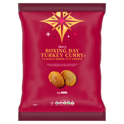 Merry Boxing Day Turkey Curry Flavour Ridge Cut Crisps 150g
