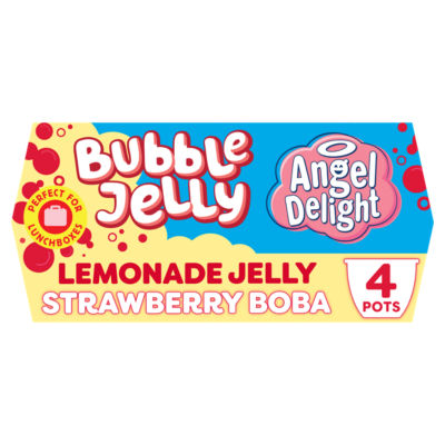 Lemonade Jelly and Strawberry Boba Bubble Dessert Snack Pot x4