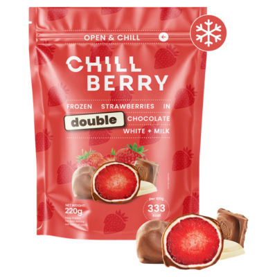 Frozen Strawberries in Double Chocolate White + Milk 220g