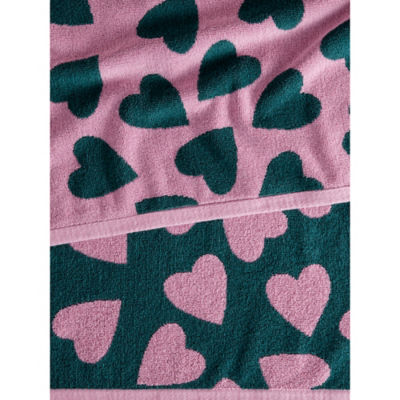 Green & Pink Hearts Cotton Hand Towel thumbnail 3