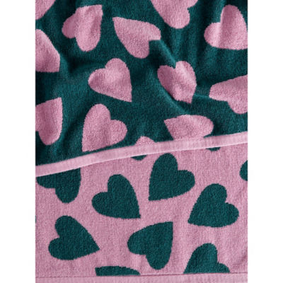 Green & Pink Hearts Cotton Hand Towel thumbnail 4