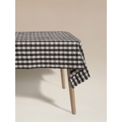 Brown Check Cotton Tablecloth
