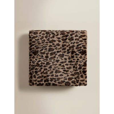 Brown Leopard Print Faux Fur Blanket - 220cm x 200cm thumbnail 3