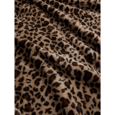 Brown Leopard Print Faux Fur Blanket - 220cm x 200cm thumbnail 4