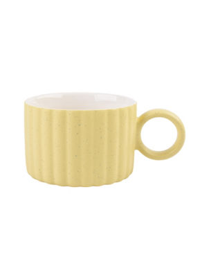 Yellow Embossed Speckle Ribbed Mug