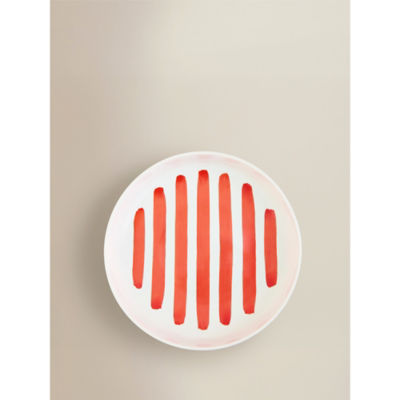 Blue & White Painted Stripe Serving Bowl thumbnail 4