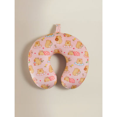 Pink Capybara Travel Pillow