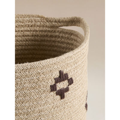 Geometric Woven Jute Storage Basket thumbnail 3