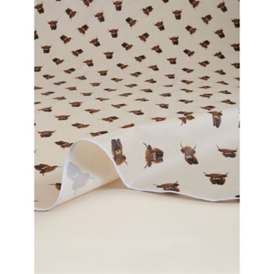 Beige & White Highland Cow Wipeclean Tablecloth thumbnail 3