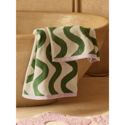 Green Wiggle Cotton Hand Towel