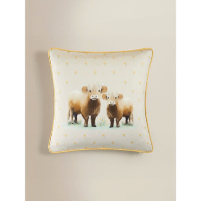 Natural Highland Cow Print Cushion 45x45
