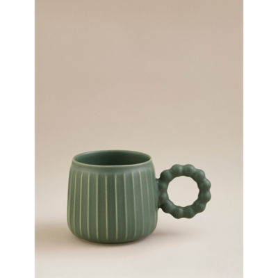 Green Ribbed Mug