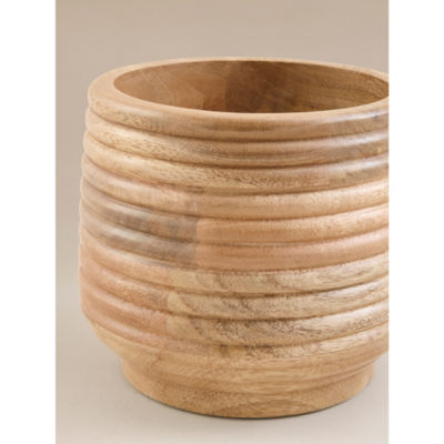 Natural Ribbed Mango Wood Planter thumbnail 3