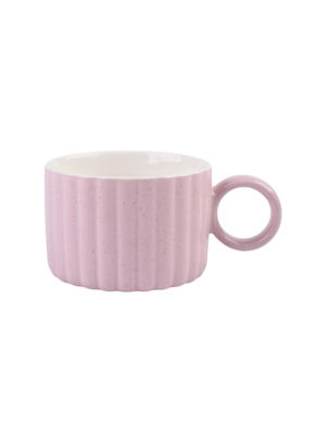 Pink Embossed Speckle Ribbed Mug