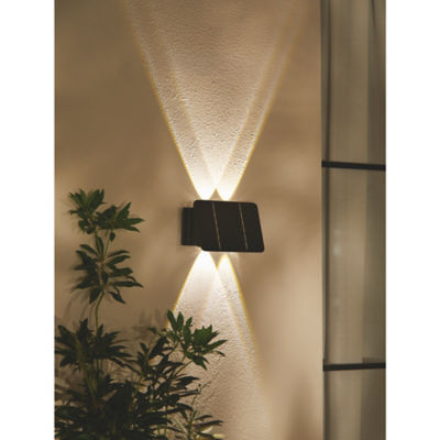 Black Up & Down Solar Wall Light